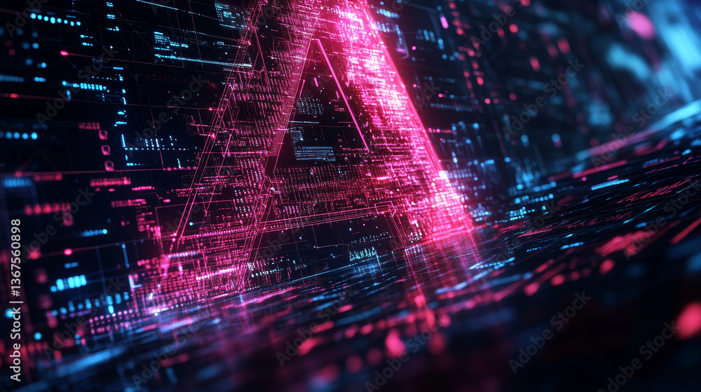 Poster isometric vector abstract big data visualization. futuristic a letter design. visual information com