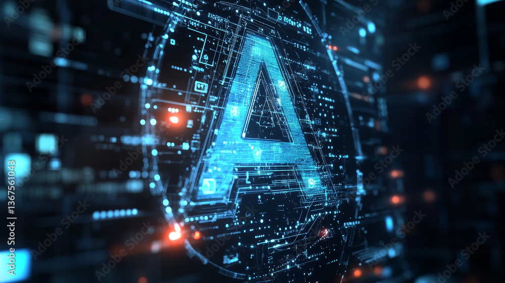 Poster isometric vector abstract big data visualization. futuristic a letter design. visual information com
