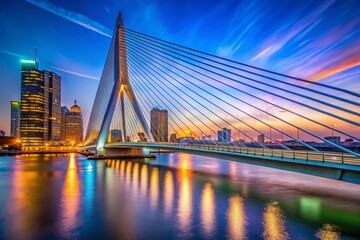 Fototapeta premium Erasmus Bridge Rotterdam Macro Photography: Close-up Details of Iconic Architecture