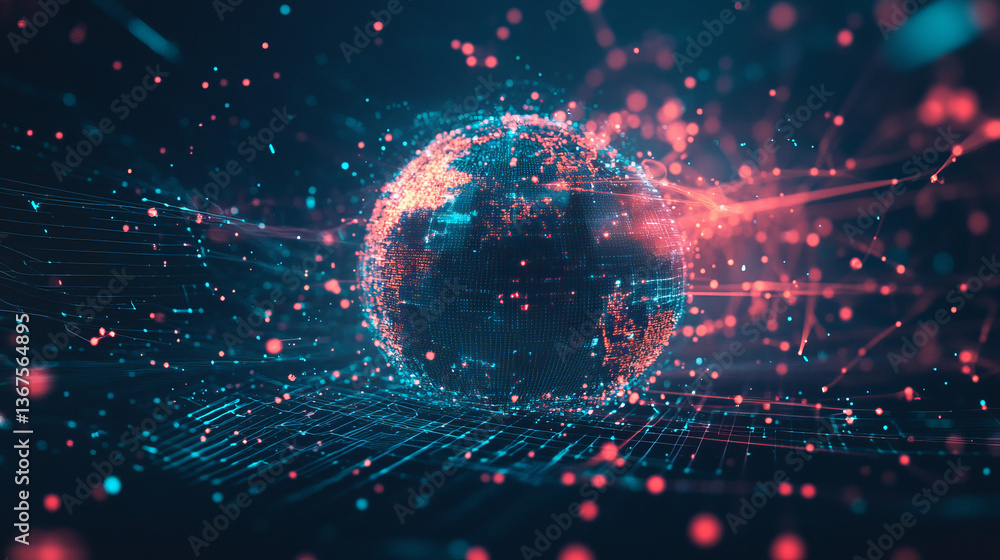 Poster isometric abstract big data visualization. futuristic a letter design. visual information complexity