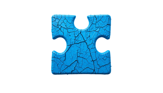 A blue textured puzzle piece with a rough surface png