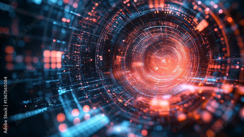 Poster isometric abstract big data visualization. futuristic a letter design. visual information complexity