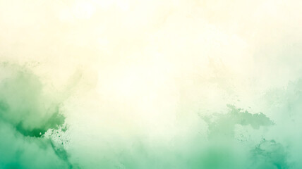 Ethereal watercolor painting with soft green and white tones, creating a serene and peaceful abstract landscape effect.
