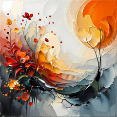 Obraz premium An image expressing the beautiful appearance of spring in abstract form using oil painting.
