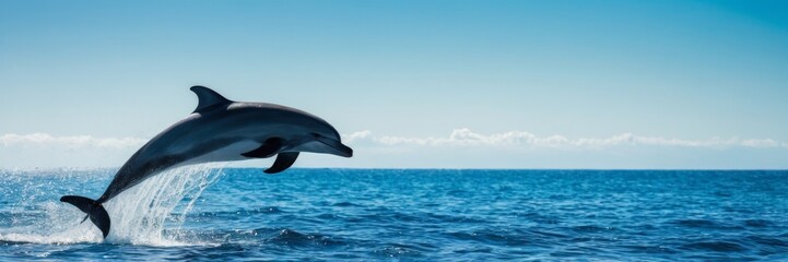 Fototapeta premium A dolphin is jumping out of the water