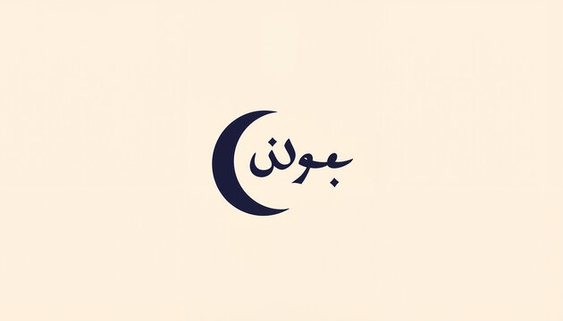 Stylized crescent moon with calligraphy representing Imsak, minimalism