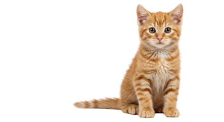 Isolated Ginger Kitten Sitting