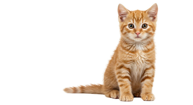 Isolated Ginger Kitten Sitting