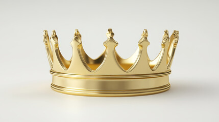 Golden crowns for king or queen, crowning headdress for monarch. Royal gold monarchy medieval emperor coronation symbol, imperial sign isolated on white background. Realistic 3d vector illustration