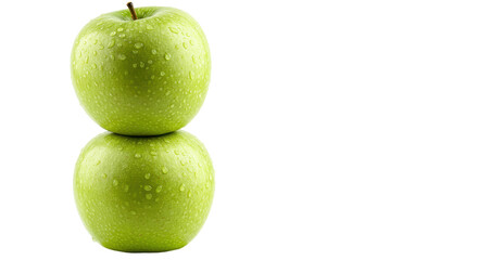 Isolated Stack of Green Apples with Water Droplets
