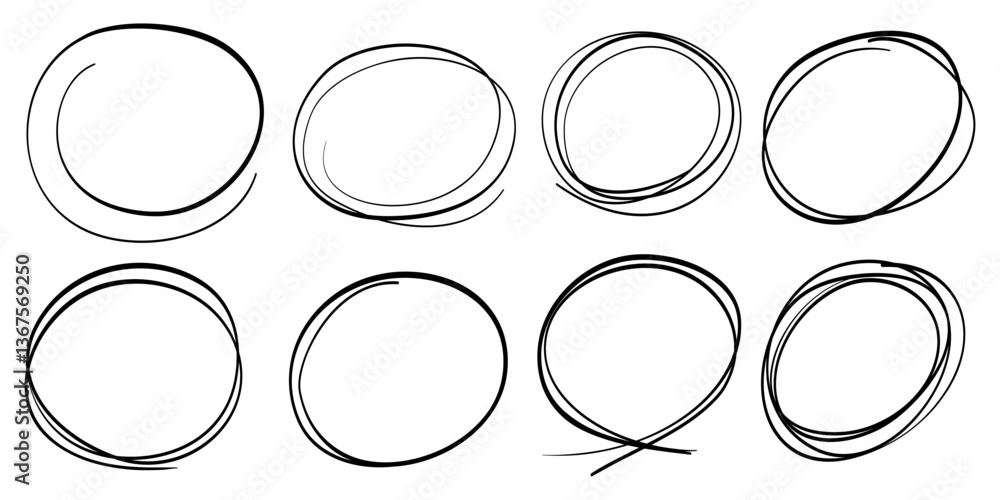 Poster hand drawn scribble line circles. doodle circular for message note mark design element. vector illus