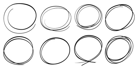 Hand drawn scribble line circles. Doodle circular for message note mark design element. vector illustration