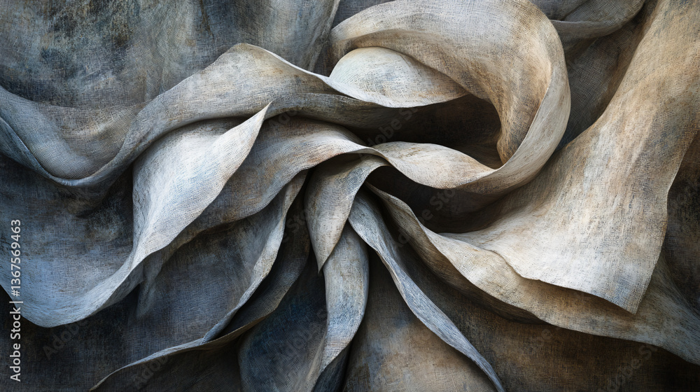 Poster unique sculpture crafted from paper displaying intricate soft textures under soft light creating a c