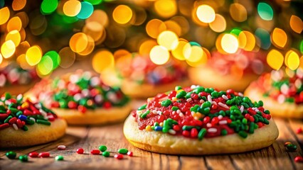 Festive Christmas Cookie Sprinkles Bokeh Background - Holiday Baking