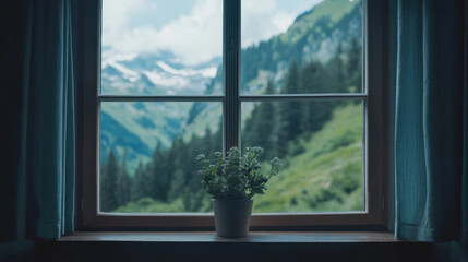 Obraz premium Mountain vacation rentals window views scenery nature landscape scene scenery wallpaper backdrop