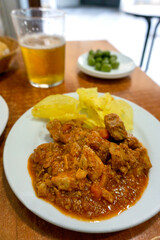 Traditional Andalusian tapas and beer, Seville, Andalusia, Spain