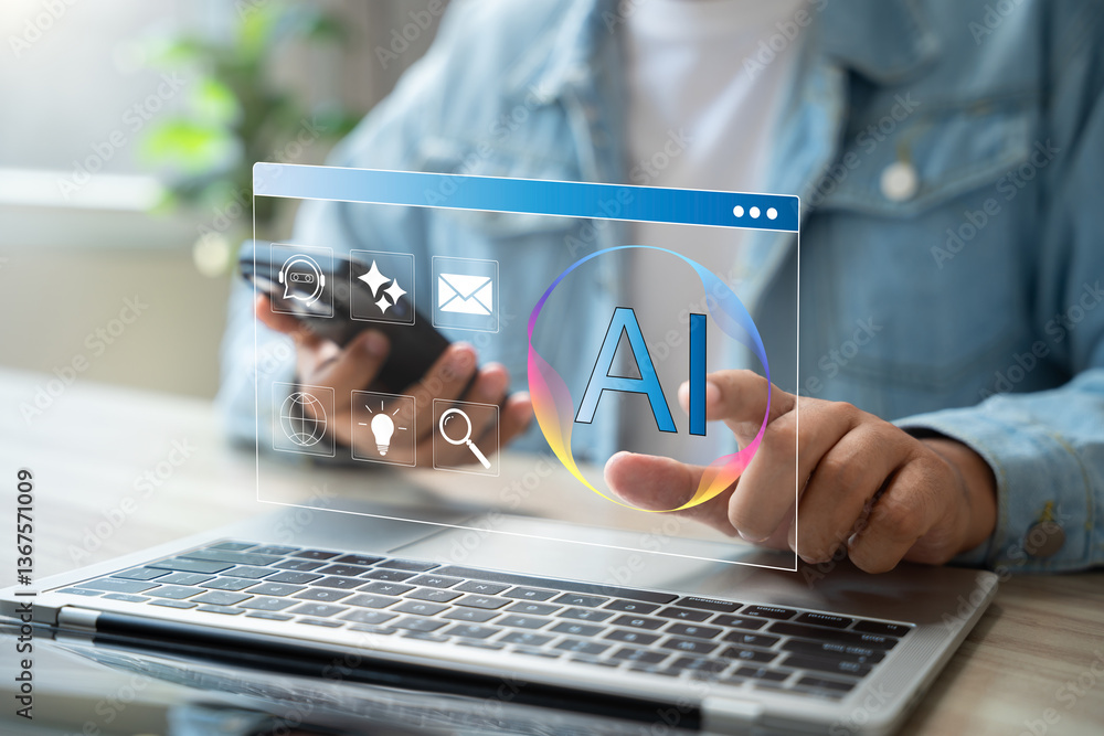 Poster ai smart automation, artificial intelligence in daily life, enhancing human lives and business effic