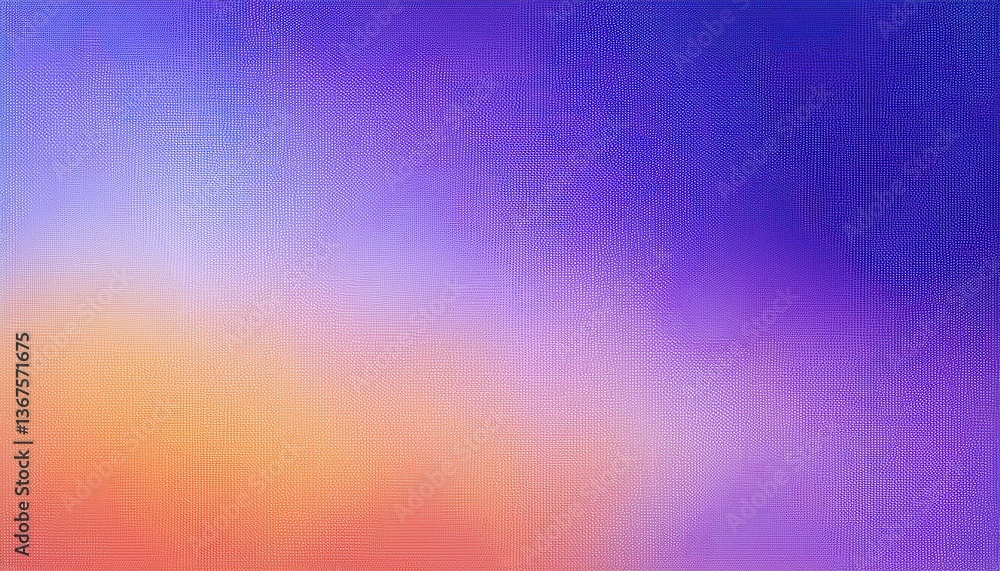 Poster soft gradient texture with vibrant purple and orange hues, pixelated mesh pattern for modern digital