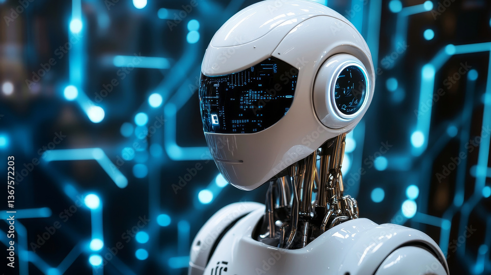 Poster isometric internet bot and cybersecurity, artificial intelligence concept. chatbot free robot virtua