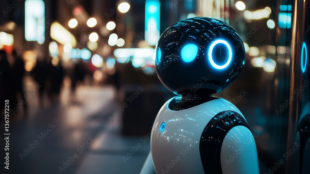 Poster isometric internet bot and cybersecurity, artificial intelligence concept. chatbot free robot virtua