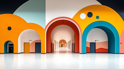 Fototapeta premium Colorful arched doorways modern design architecture