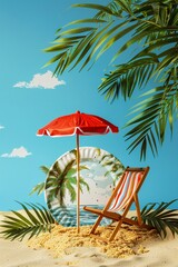 Vibrant and playful miniature beach scene capturing the essence of a summer getaway