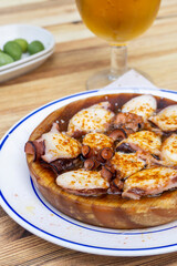 Traditional Andalusian tapas and beer, Seville, Andalusia, Spain