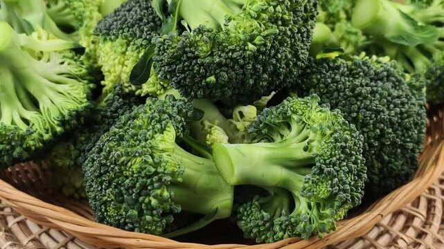 Close-up of fresh broccoli in a basket