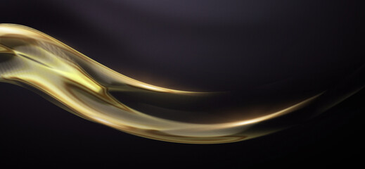 Luxurious Golden Wave Abstract Background on Dark Purple, Elegant Fluid Design for Digital Art, Wallpapers, and Creative Graphic Projects with a Modern and Sophisticated Style