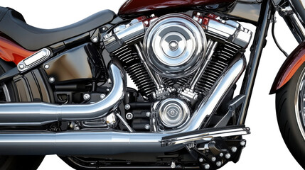 Chrome Clad Motorcycle: The gleaming chrome and powerful engine of a classic motorcycle, showcased with artistic lighting