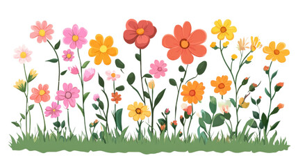 Blossom Burst: A vibrant arrangement of colorful flowers thrives in a sunny meadow, creating a cheerful display of nature's artistry.