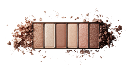 Palette of Hues: A spectrum of makeup shades in a palette, complemented by loose powder, offers a visual exploration of color, texture, and beauty, inspiring creativity and self-expression