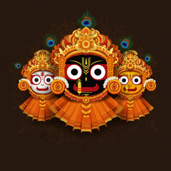 Holy Trinity Illustration: Lord Jagannath, Balabhadra, and Subhadra