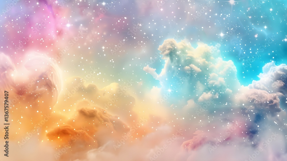 Poster captivating cosmic composition dreamlike swirling pastel nebulae in abstract galaxy pattern a mesmer
