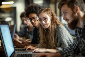 business professionals working on a project as a team in the office for work	