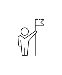 man holding flag icon, vector best line icon.