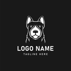 Monochrome logo featuring a dog's head and text for branding purposes