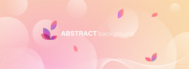 Abstract background or poster with circles and minimalist design elements. Pastel spring gradient. Vector banner  template.