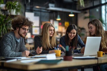 business professionals working on a project as a team in the office for work	