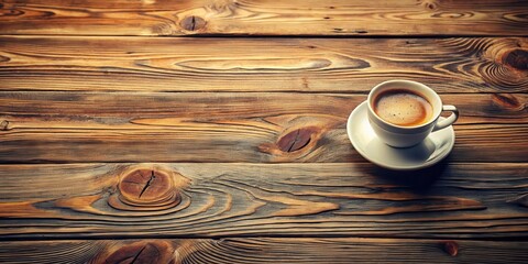 Aromatic Coffee Cup on Rustic Wooden Surface, Inviting a Moment of Tranquility