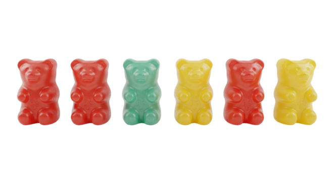 Isolated Colorful Gummy Bears