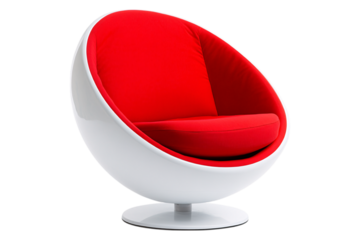 Modern living space design egg-shaped swivel chair for relaxation on transparent background