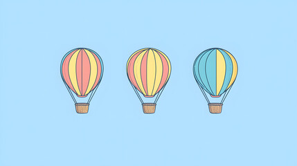 Naklejka premium balloon, air, hot, sky, fly, travel, hot air balloon, vector, illustration, basket, transportation, adventure, balloons, fun, flying, transport, colorful, cloud, airship, color, flight, freedom, desig