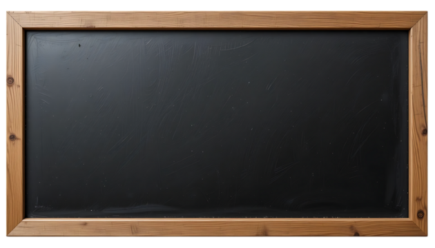 A wooden framed blackboard sign with a blank surface png