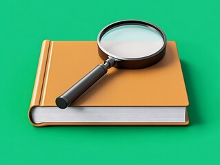 magnifying glass 3D, research book