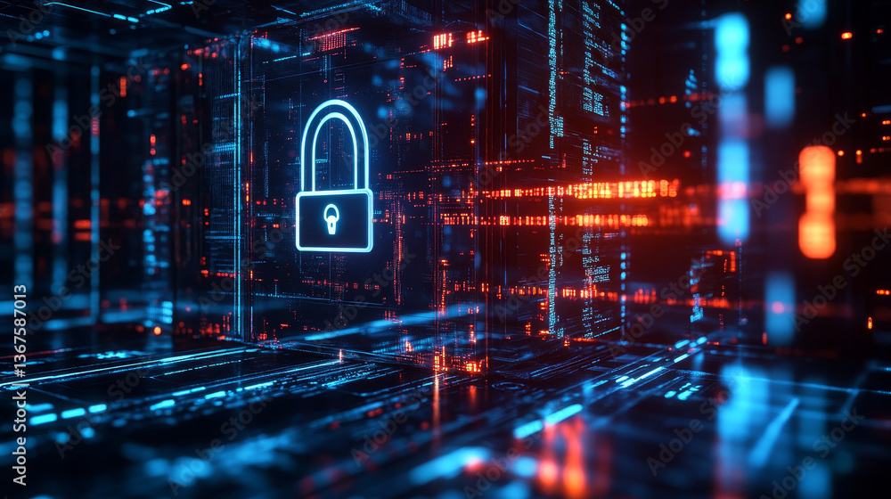 Poster isometric protection network security and safe your data concept. web page design templates cybersec