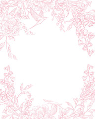 Tender  Floral pink card, Elegant Line Art Design