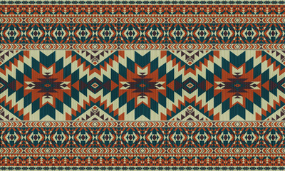 American tribal ethnic native pattern.Traditional Navajo,Aztec,Apache,Southwest and Mexican style fabric pattern.Abstract vector motifs pattern.For fabric,clothing,blanket,carpet,woven,wrap,decoration
