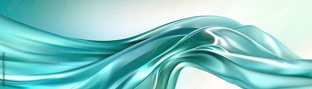 Aufkleber fluid motion waves in turquoise abstract art digital creation serene environment soft viewpoint