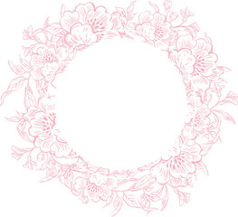 Tender  Floral pink seamless pattern, Elegant Line Art design